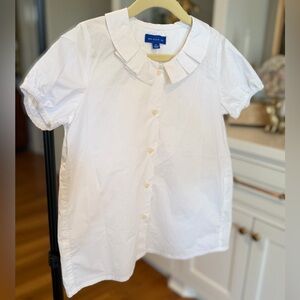 Maison Me White Ruffle Collar Girls' Button-Up Top